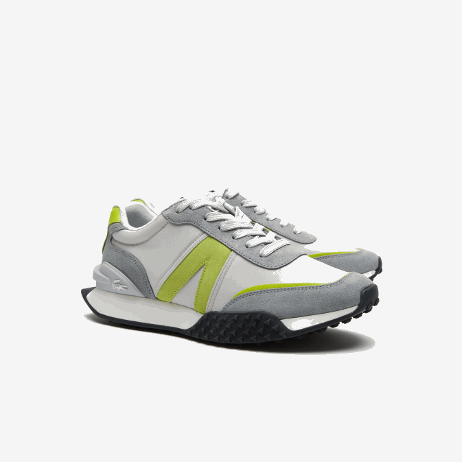 vert gris clair 7a8 V6HV1788 Hommes Lacoste baskets l-spin deluxe en cuir contrasté