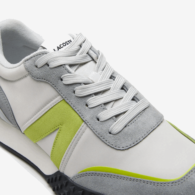 vert gris clair 7a8 V6HV1788 Hommes Lacoste baskets l-spin deluxe en cuir contrasté