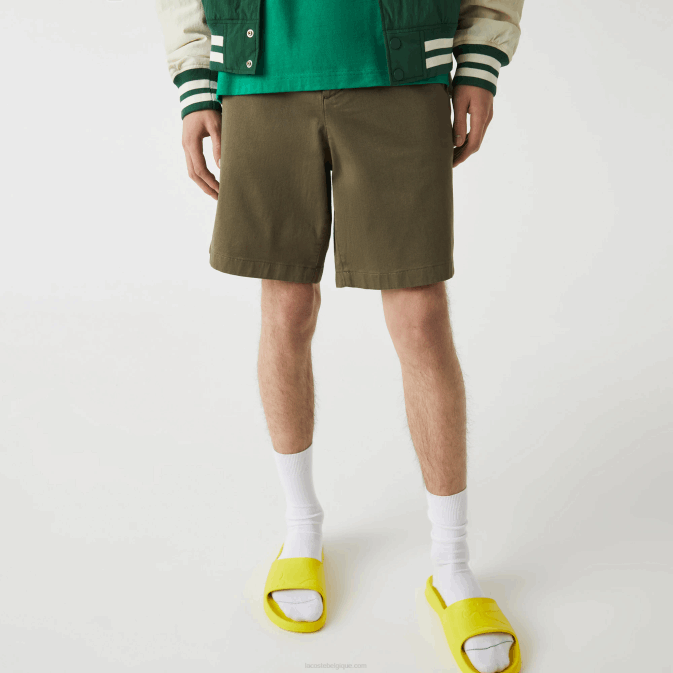 vert kaki 316 V6HV437 Hommes Lacoste bermuda regular fit en coton bio stretch