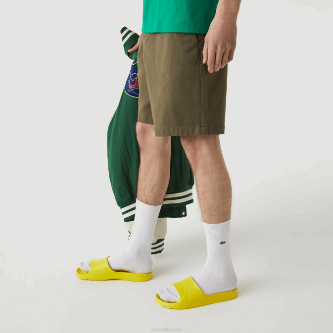 vert kaki 316 V6HV437 Hommes Lacoste bermuda regular fit en coton bio stretch