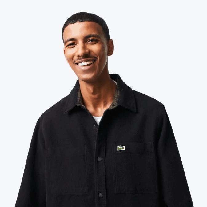 vert kaki blanc gby V6HV1541 Hommes Lacoste surchemise réversible en flanelle de coton