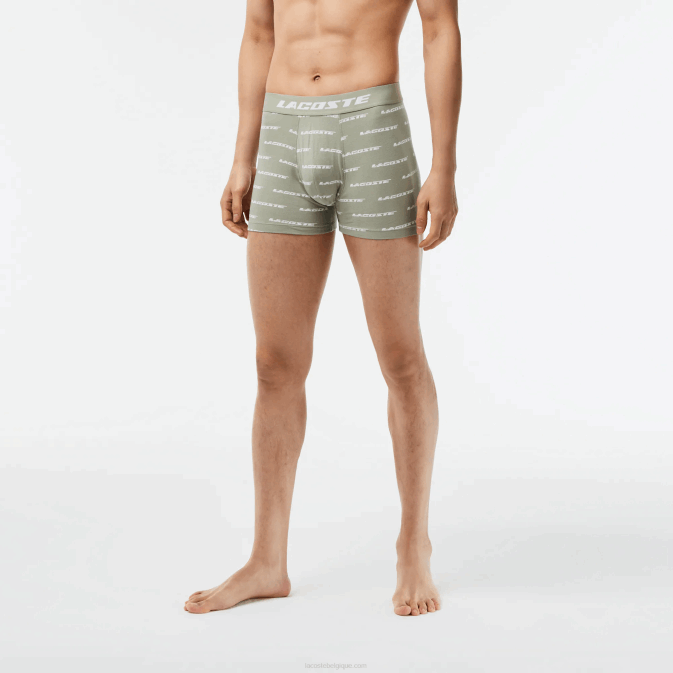 vert kaki gris chine gc9 V6HV447 Hommes Lacoste Lot de 3 boxers en jersey à logo imprimé