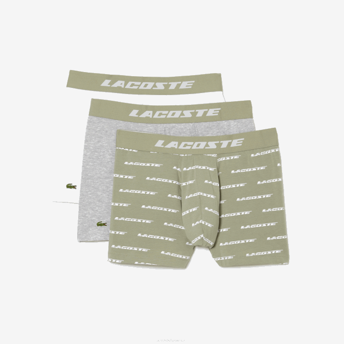 vert kaki gris chine gc9 V6HV447 Hommes Lacoste Lot de 3 boxers en jersey à logo imprimé