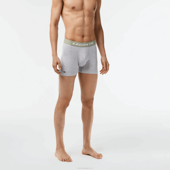 vert kaki gris chine gc9 V6HV447 Hommes Lacoste Lot de 3 boxers en jersey à logo imprimé