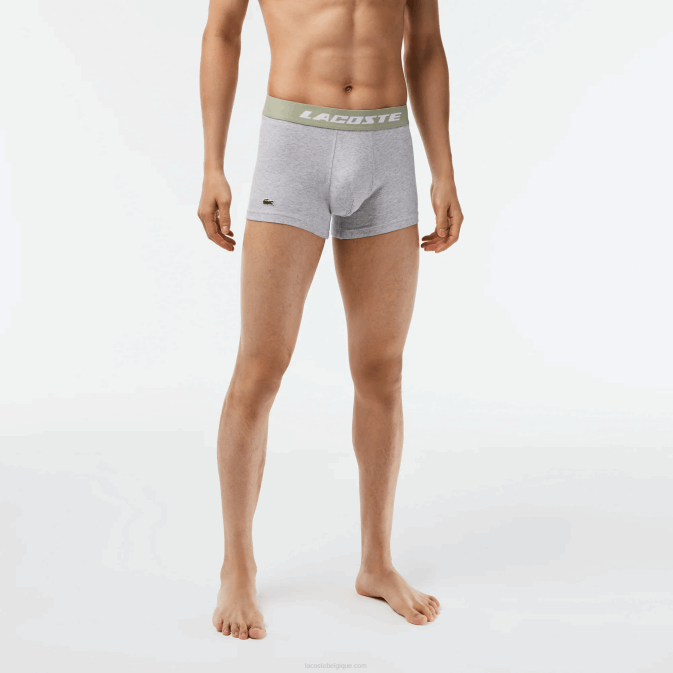 vert kaki gris chine gc9 V6HV467 Hommes Lacoste Lot de 3 boxers taille contrastante
