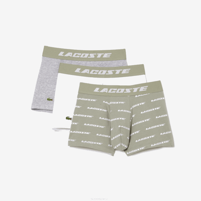 vert kaki gris chine gc9 V6HV467 Hommes Lacoste Lot de 3 boxers taille contrastante