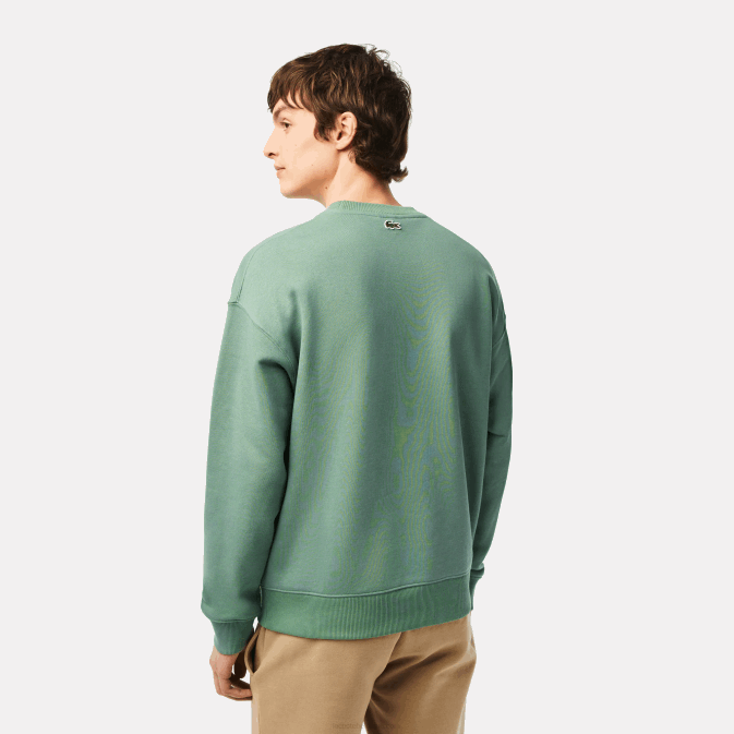 vert kaki kx5 V6HV361 Hommes Lacoste sweat ample à col rond et imprimé croco