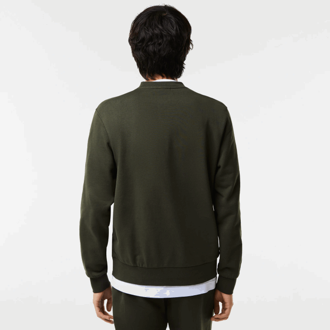 vert kaki s7t V6HV1041 Hommes Lacoste sweat-shirt en coton à lettres contrastées coupe classique