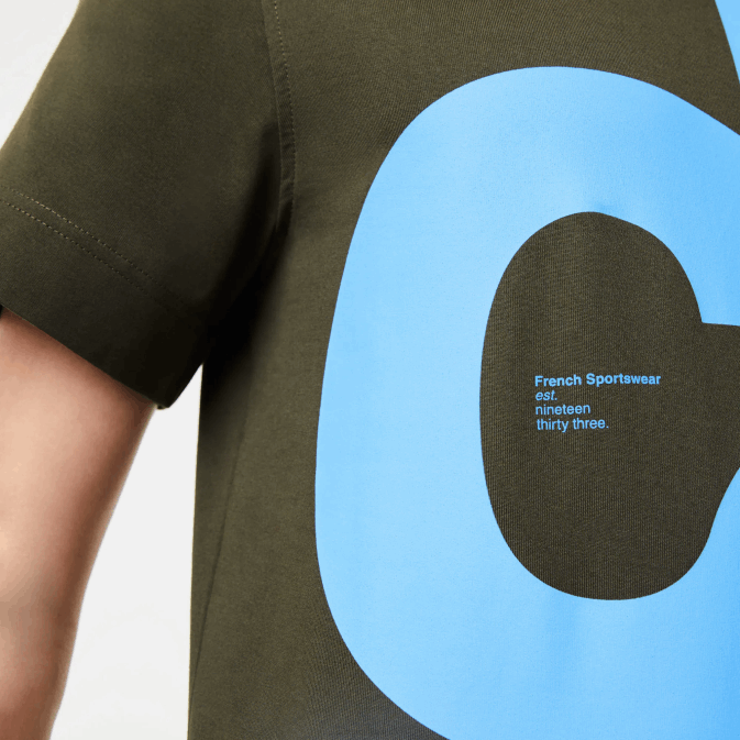 vert kaki s7t V6HV567 Hommes Lacoste t-shirt regular fit en coton à lettres contrastées