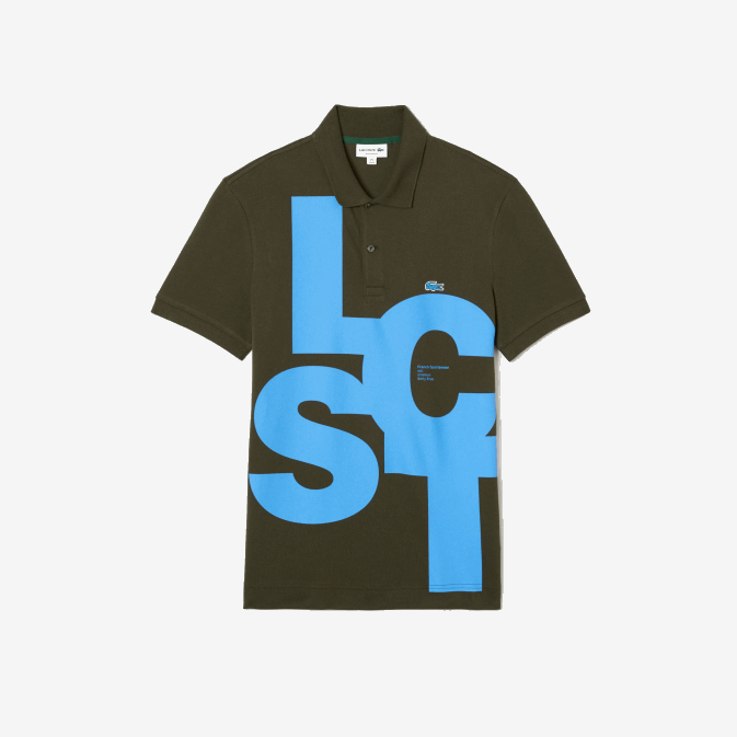 vert kaki s7t V6HV712 Hommes Lacoste polo regular fit petit piqué à lettres contrastées