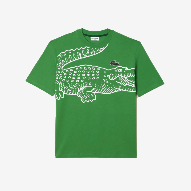 vert l94 V6HV256 Hommes Lacoste t-shirt ample à col rond et imprimé crocodile