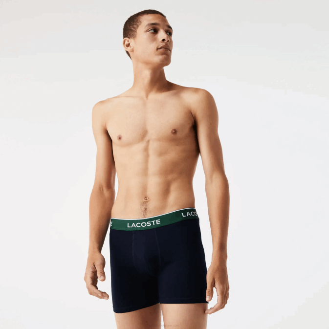 vert rouge bleu marine hy0 V6HV1416 Hommes Lacoste Lot de 3 boxers longs en coton