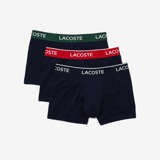 vert rouge bleu marine hy0 V6HV1455 Hommes Lacoste lot de 3 boxers casual bleu marine avec ceinture contrastée