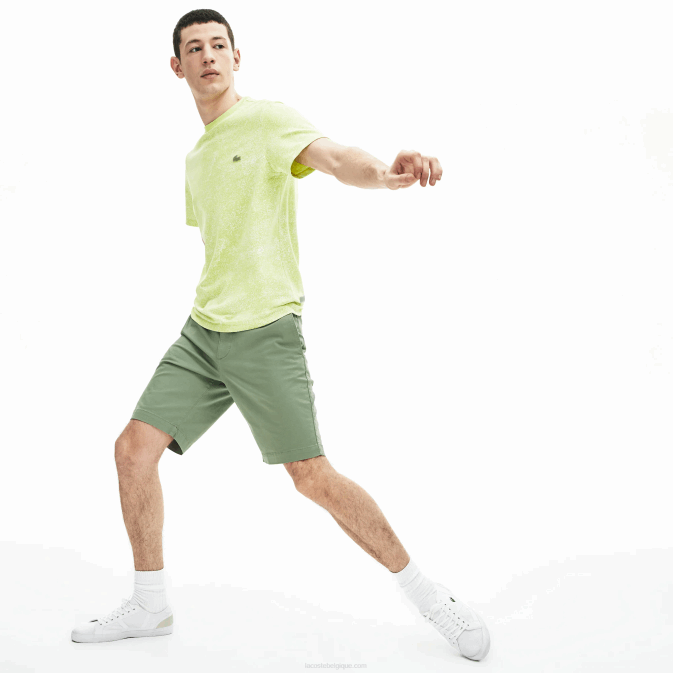 vert s86 V6HV553 Hommes Lacoste short slim en gabardine stretch