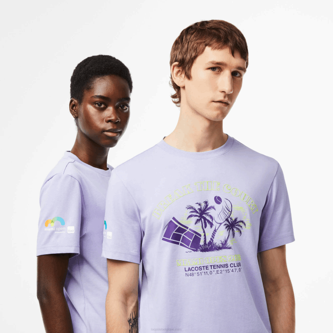 violet 3k0 V6HV212 Hommes Lacoste t-shirt sport miami open edition