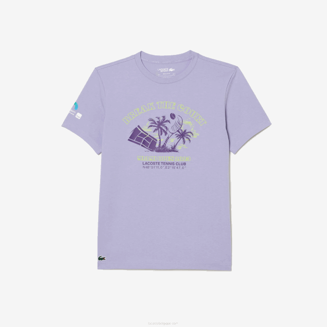 violet 3k0 V6HV212 Hommes Lacoste t-shirt sport miami open edition