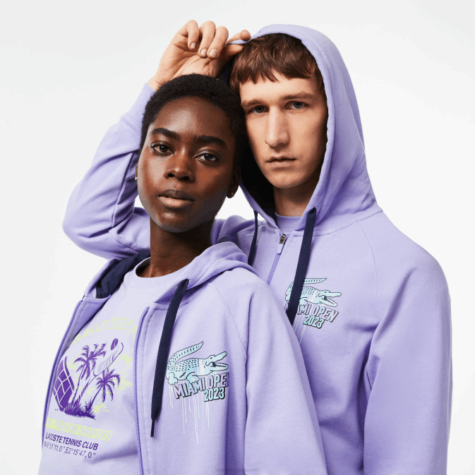 violet 3k0 V6HV356 Hommes Lacoste sweat à capuche sport miami open edition