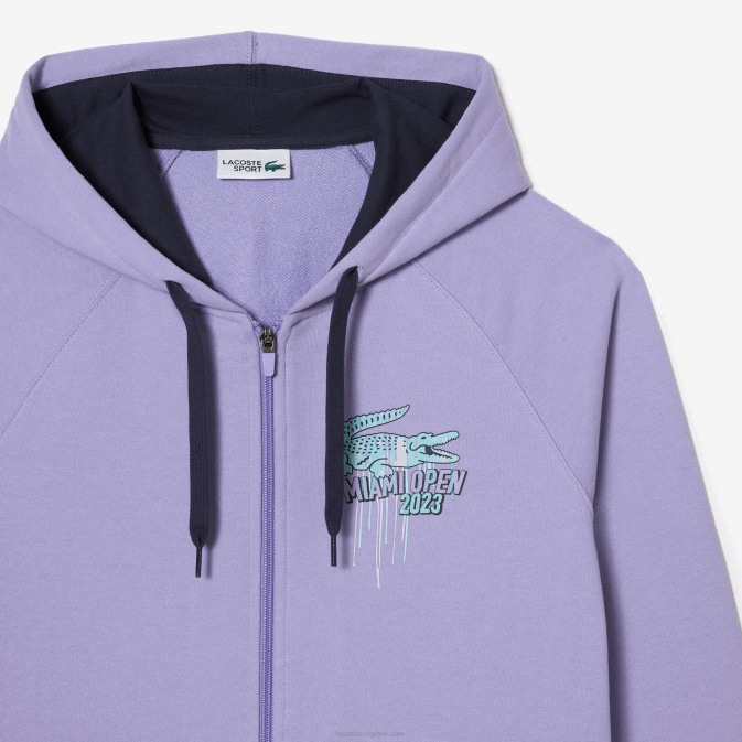 violet 3k0 V6HV356 Hommes Lacoste sweat à capuche sport miami open edition