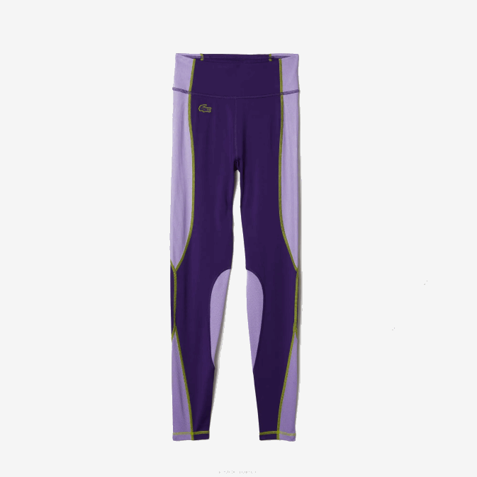 violet 50w V6HV2533 femmes Lacoste legging sport effet maille color block