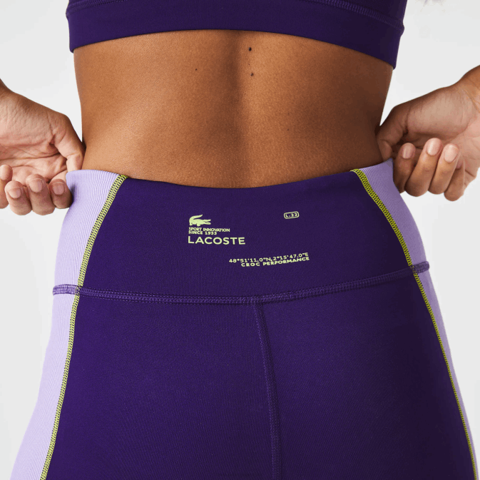 violet 50w V6HV2533 femmes Lacoste legging sport effet maille color block