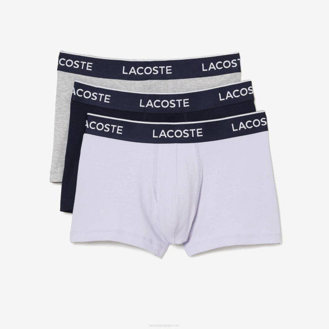 violet bleu marine gris chine ggj V6HV482 Hommes Lacoste lot de 3 boxers casual