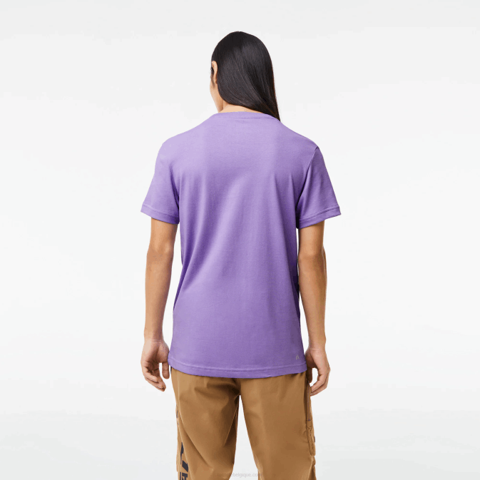 violet bleu marine w87 V6HV863 Hommes Lacoste t-shirt sport en jersey respirant crocodile imprimé 3d