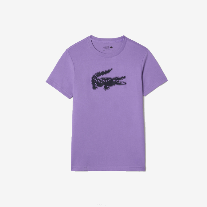 violet bleu marine w87 V6HV863 Hommes Lacoste t-shirt sport en jersey respirant crocodile imprimé 3d
