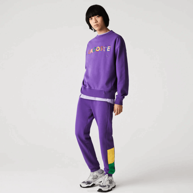 violet jaune vert 1cv V6HV1107 Hommes Lacoste pantalon de jogging en polaire color block de marque
