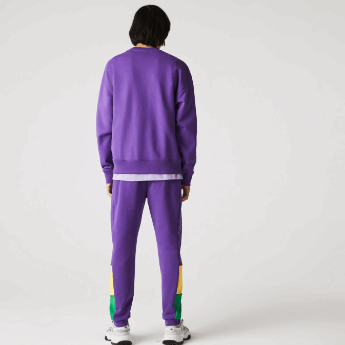 violet jaune vert 1cv V6HV1107 Hommes Lacoste pantalon de jogging en polaire color block de marque