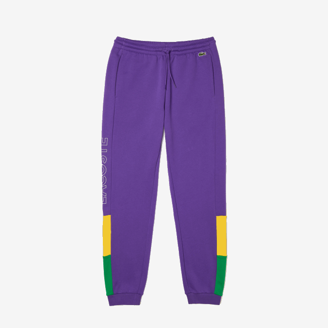 violet jaune vert 1cv V6HV1107 Hommes Lacoste pantalon de jogging en polaire color block de marque