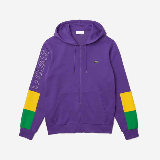 violet jaune vert 1cv V6HV1198 Hommes Lacoste sweat zippé à capuche en molleton color block