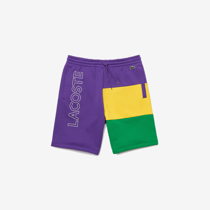 violet jaune vert 1cv V6HV1560 Hommes Lacoste bermuda en polaire color block à lettres