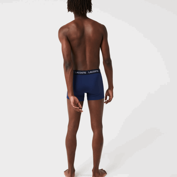 vuc bleu marine V6HV1463 Hommes Lacoste lot de 3 boxers en microfibre
