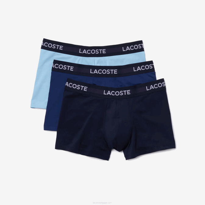 vuc bleu marine V6HV1463 Hommes Lacoste lot de 3 boxers en microfibre