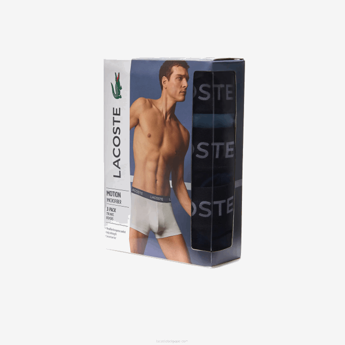 vuc bleu marine V6HV1463 Hommes Lacoste lot de 3 boxers en microfibre
