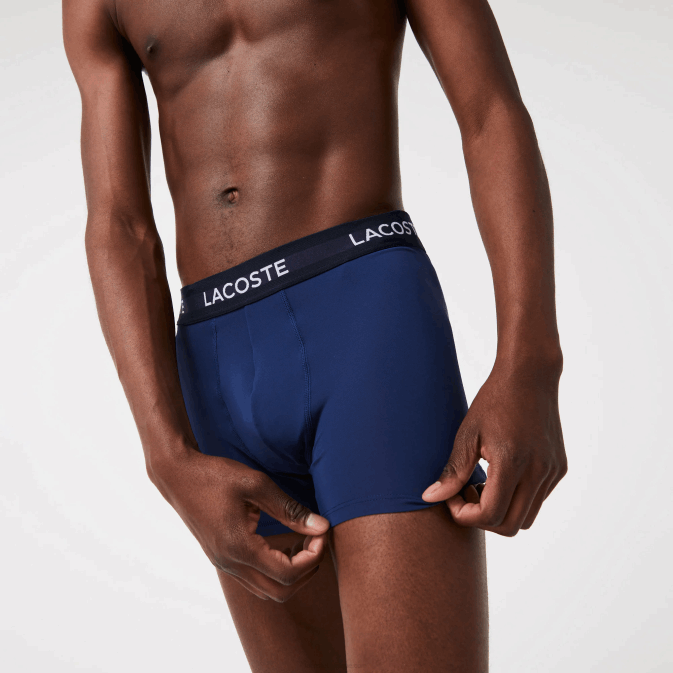 vuc bleu marine V6HV1463 Hommes Lacoste lot de 3 boxers en microfibre