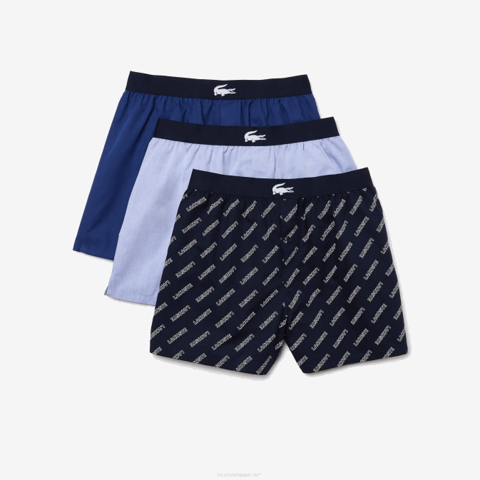vuc bleu marine V6HV1578 Hommes Lacoste lot de 3 boxers en coton ultra doux