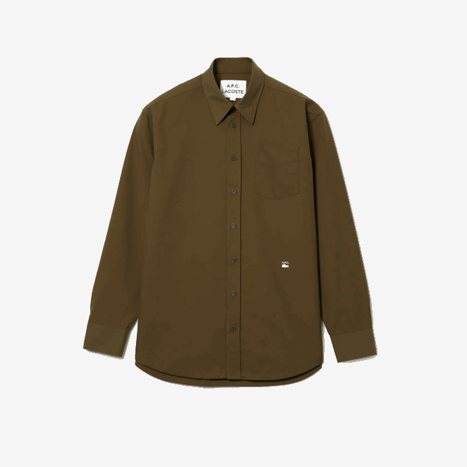 wtw vert kaki V6HV1630 Hommeslacoste x apc chemise en gabardine de coton