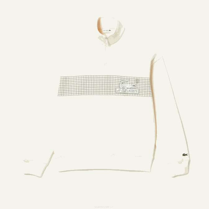 xfj blanc V6HV282 Hommes Lacoste sweat-shirt ample en coton biologique à col zippé