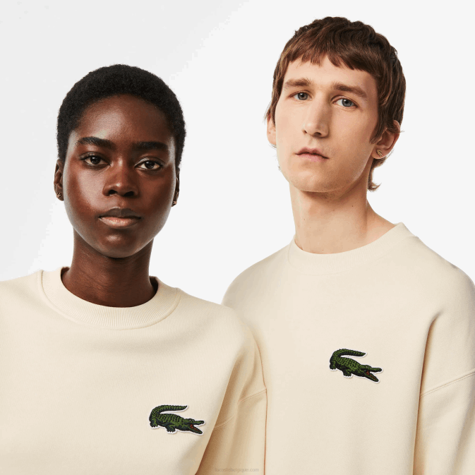 xfj blanc V6HV324 Hommes Lacoste sweat ample à écusson crocodile