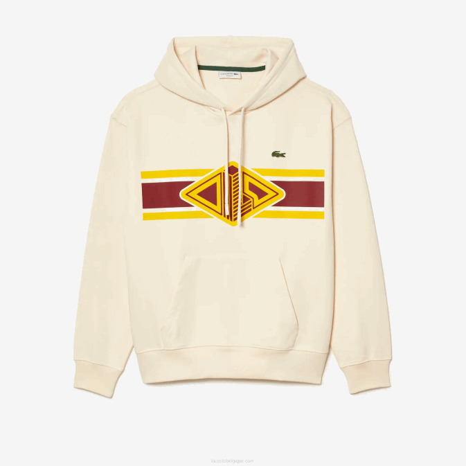 xfj blanc V6HV334 Hommes Lacoste sweat à capuche ample imprimé