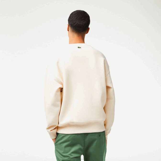 xfj blanc V6HV360 Hommes Lacoste sweat ample à col rond et imprimé croco