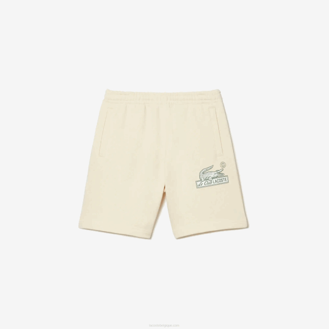 xfj blanc V6HV486 Hommes Lacoste short en molleton de coton bio non gratté