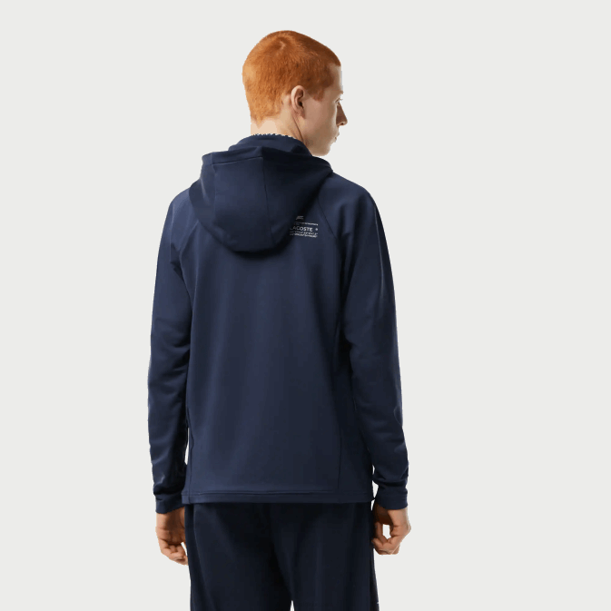 xie bleu V6HV335 Hommes Lacoste sweat col montant zippé à capuche sport