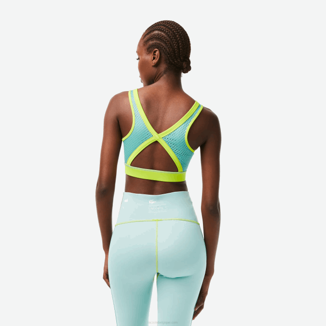 yiz vert jaune V6HV2454 femmes Lacoste brassière de sport en polyester recyclé ultra sec sport