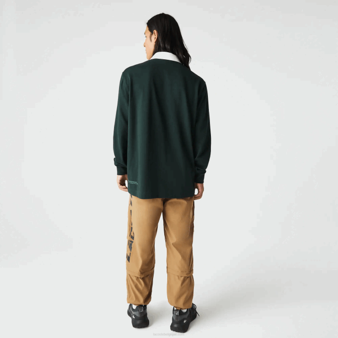 yzp vert V6HV1687 Hommes Lacoste polo de rugby ample de marque