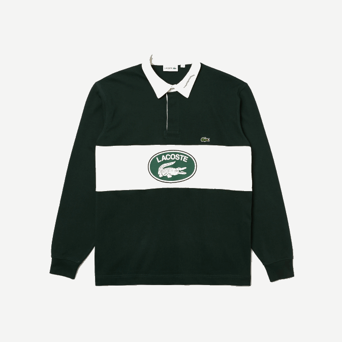 yzp vert V6HV1687 Hommes Lacoste polo de rugby ample de marque