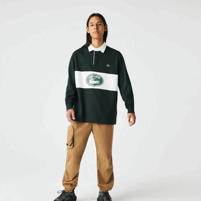 yzp vert V6HV1687 Hommes Lacoste polo de rugby ample de marque