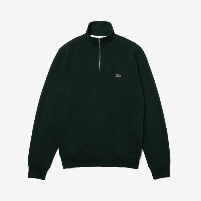 yzp vert V6HV953 Hommes Lacoste sweat col montant zippé en coton